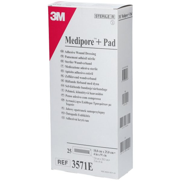 3m Medipore + Pad Soft Cloth Adhesive Wound Dressing, 3571 (10cm x 25cm)