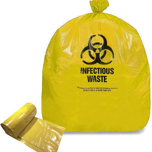 Biohazard Medical Waste Garbage Bag, Yellow (30cm x 60cm)