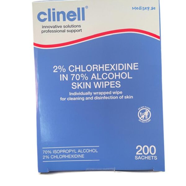 CLINELL ALCOHOLIC 2% CHLORHEXIDINE SKIN WIPES - BOX OF 200'S