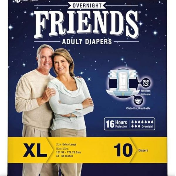 Friends Adult Diapers Overnight, X-Large (10 Count)
