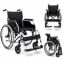 Durable foldable manual wheelchair with lightweight frame, comfortable seating, and smooth mobility for hospitals, clinics, rehabilitation centers, and home care available at Medical Equipment Dubai.