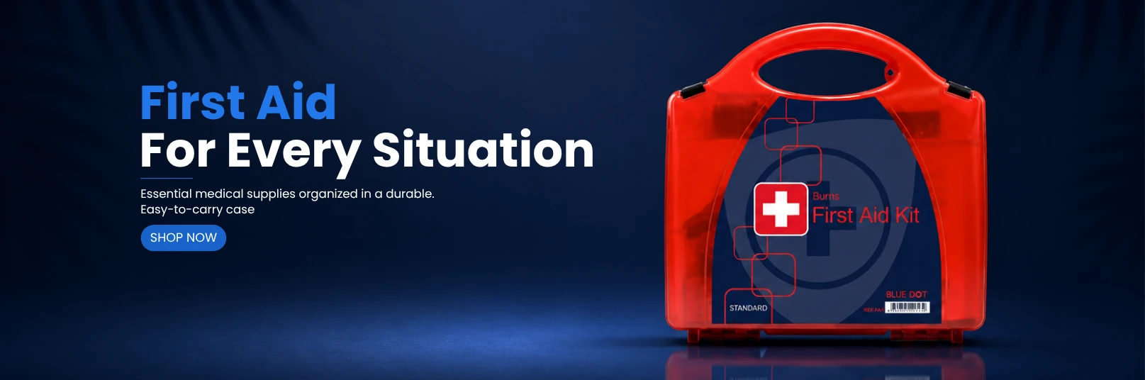 Portable first aid kit with essential medical supplies from a trusted medical equipment supplier in Dubai.